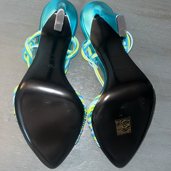 YSL Saint Laurent Gippy Multicolor Strappy Knot Patent Leather Sandal 38.5-US 8 - Picture 10 of 17